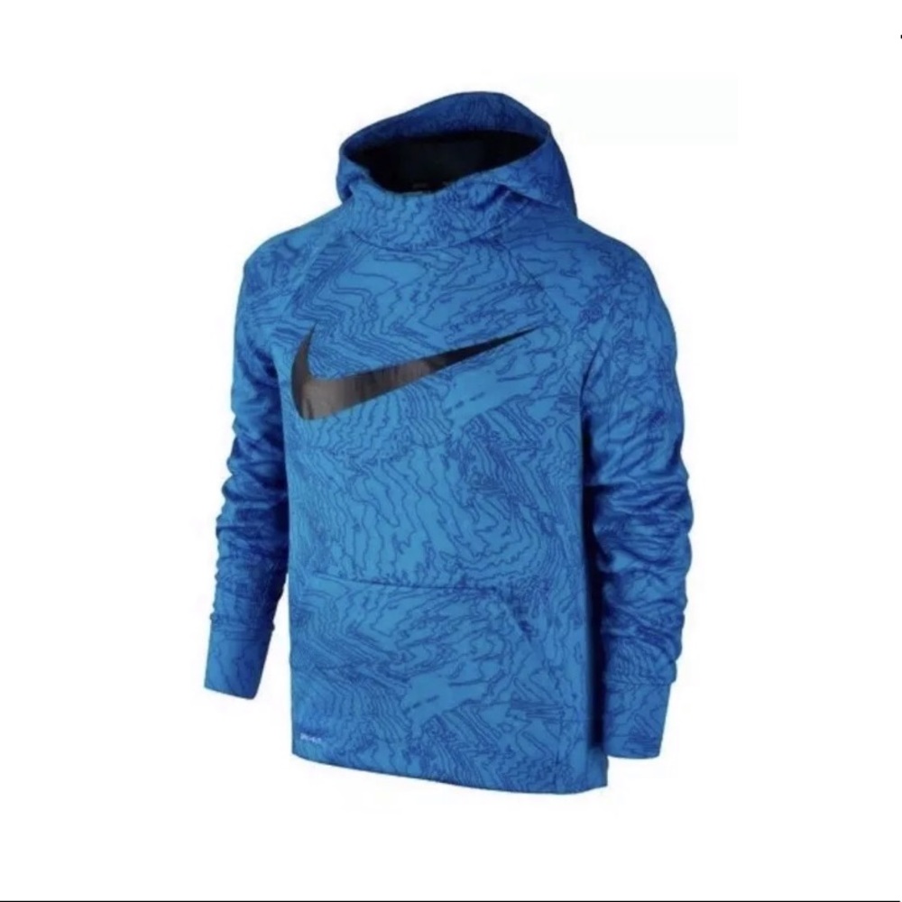 Youth NIKE PRINTED Therma Training Hoodie Blue